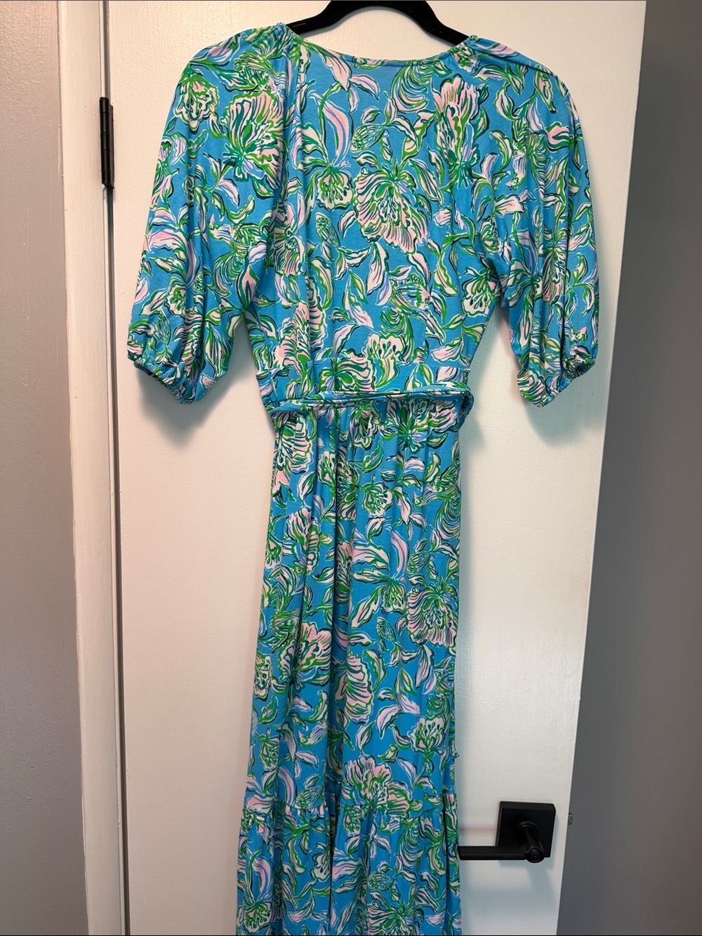Lilly Pulitzer Blue and Green Floral Maxi Wrap Dress - Picture 4 of 5